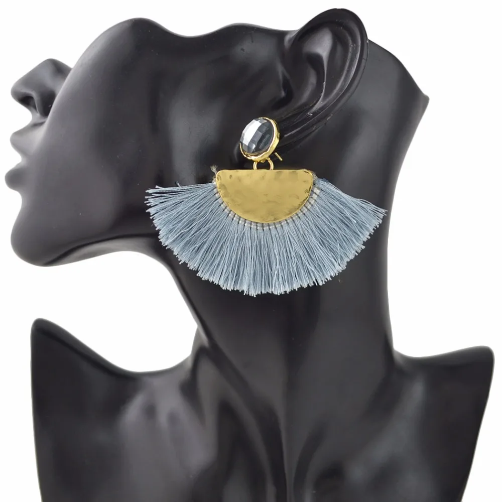 Vintage Bohemian Cotton Thread Tassel Earrings for Women Ladies Ethnic