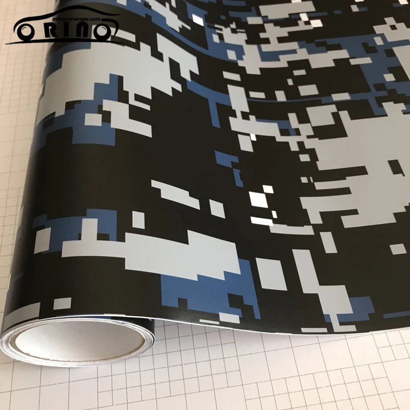 Black Blue Digital Camouflage Vinyl Film-3