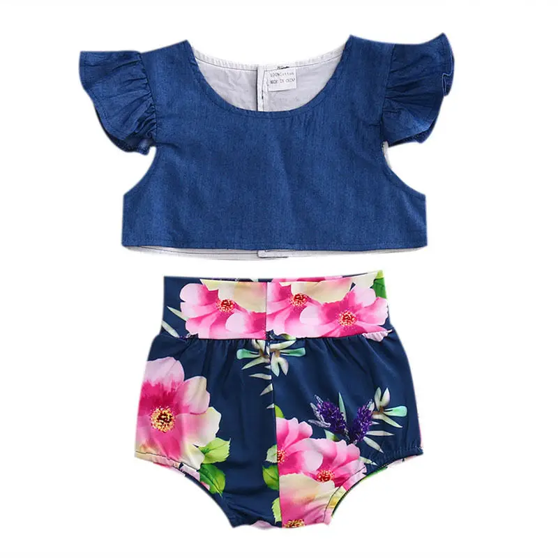 New Fashion Summer Hot Kids Casual 2PCS Clothes Set Baby Girl Top