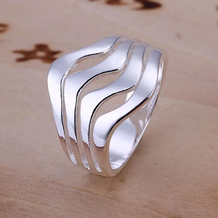 

Ring Silver Plated Ring Silver fashion jewelry ring factory prices Water Waves Ring /VTORXFMF VRAQFGFBR123