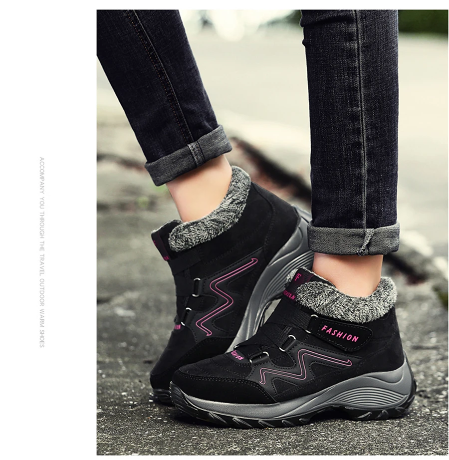 STS BRAND 2019New Winter Women Snow Boots Women Warm Push Ankle Boots Block High-tops Female Waterproof Boot Rubber Travel Shoes (5)
