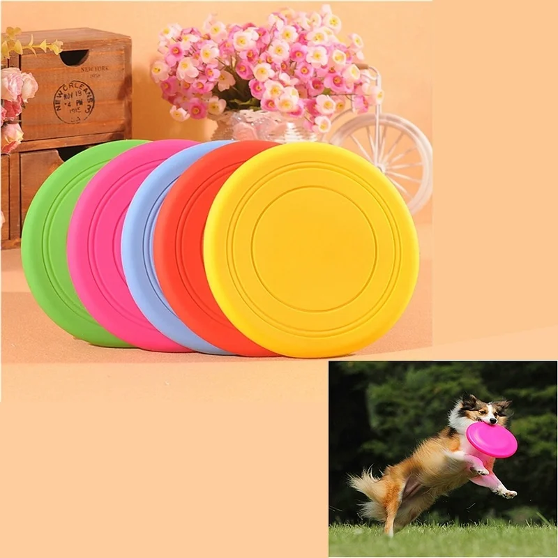 17.5CM 7 Color Available Eco-friendly Pet Product Natural Silica Gel Material Dog Training Toy Soft Fly Plate Indoor Table Mat | Дом и сад