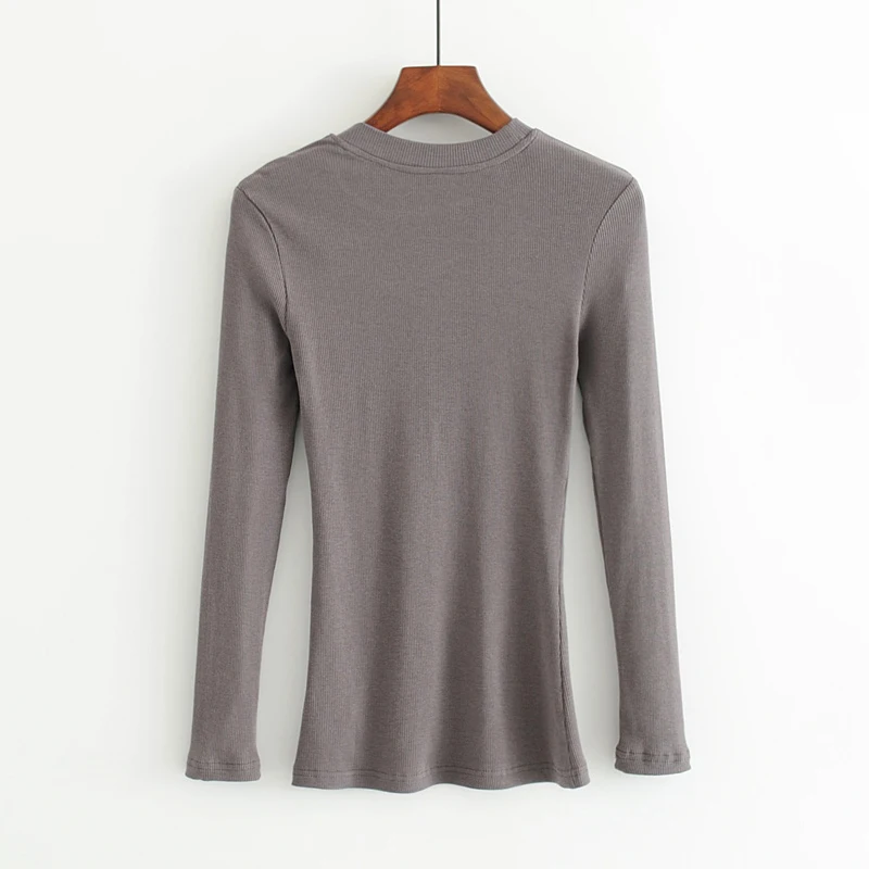 Women Crew Neck Ribbed  Long Sleeve Slim Fit T-shirt For size XS/S
