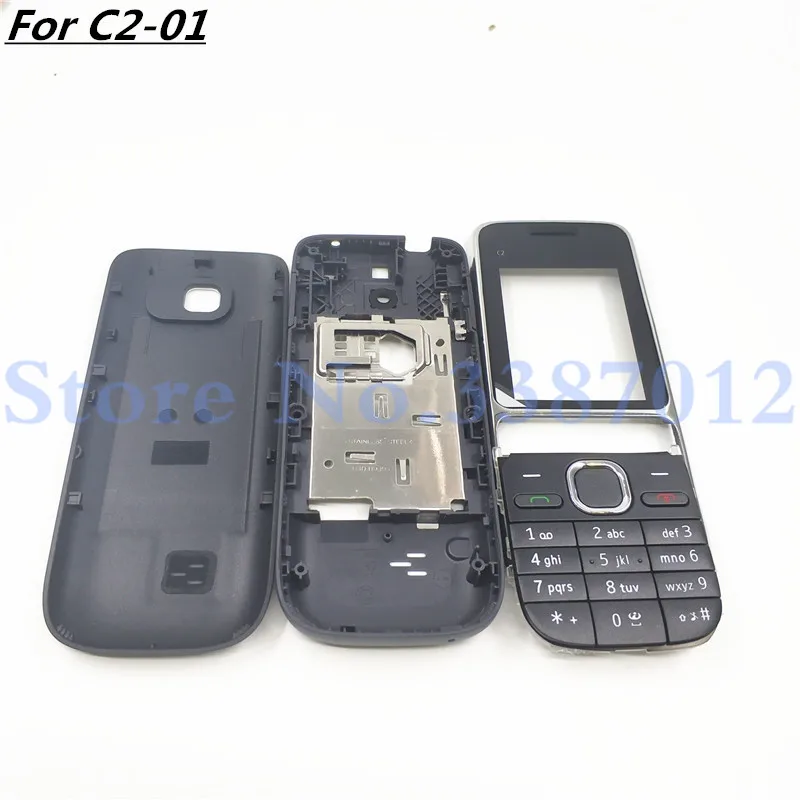 

1Pcs Good Original New For Nokia C2-01 Housing Cover Door Frame + Battery Back Cover + Keypad + Logo Replacement Parts