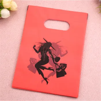 

New Design Wholesale 100pcs/lot 13*18cm Luxury Fashion Girl Packaging Bags Plastic Sachet Cadeau for Christmas