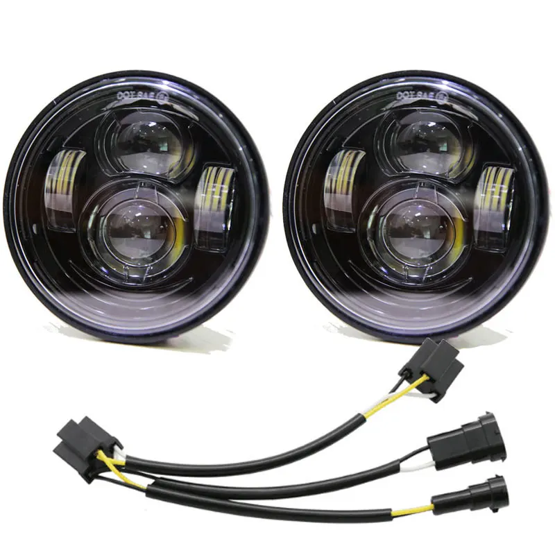 Whitout DRL Black Мотоцикл черный светодиодный двойные фары с белым дневным ходовым светом фары для мотоцикла-Dyna Fat Bob FXDF модели - Цвет: Whitout DRL Black