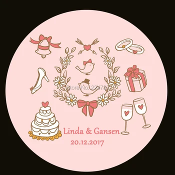 

100pcs Personalized Wedding Stickers Custom Adhesive Sticker / Label For Wedding Party Circle etiquetas de papel