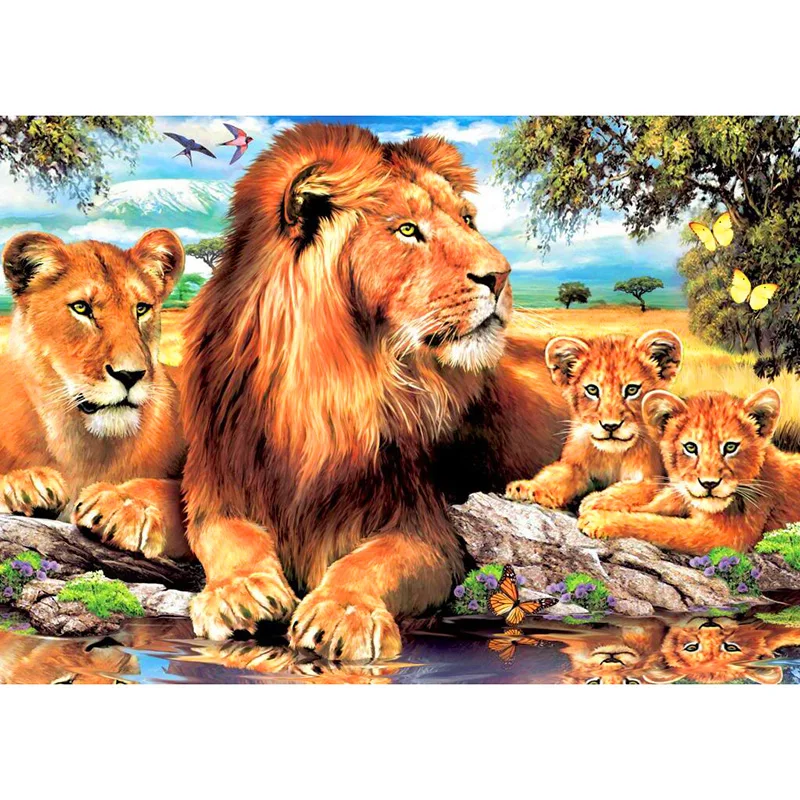 

Full Square/Round Drill 5D DIY Diamond Painting "Lion family" 3D Embroidery Cross Stitch 5D Rhinestone Home Decor gift
