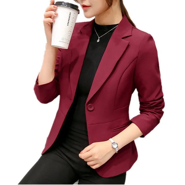 2019 Blazers y chaquetas de mujer color rojo vino