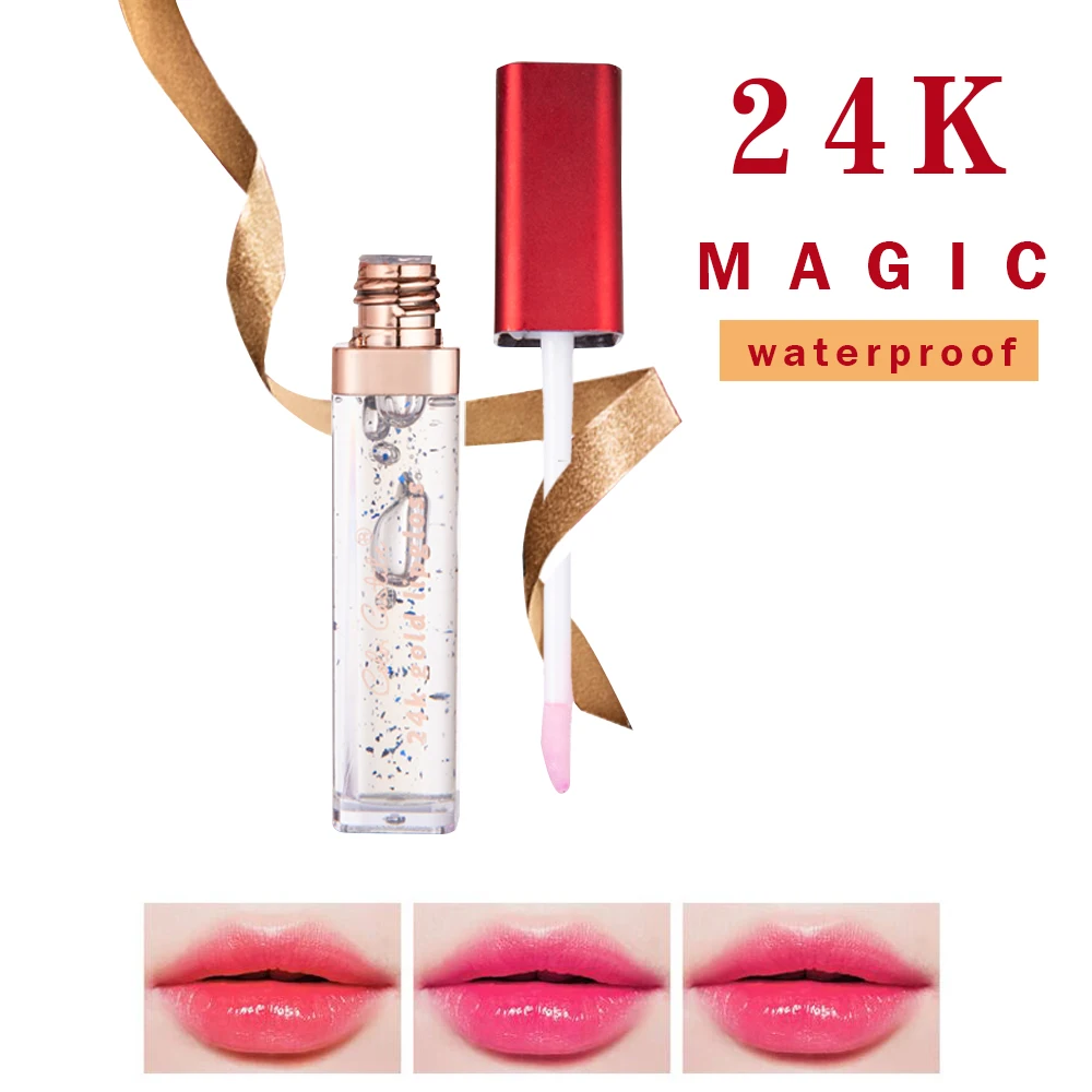 

COLOR CASTLE 24K Gold Lipgloss New Changable Color Moisturizing Waterproof Protection Lipgloss Liquid Lipstick Magic Natural