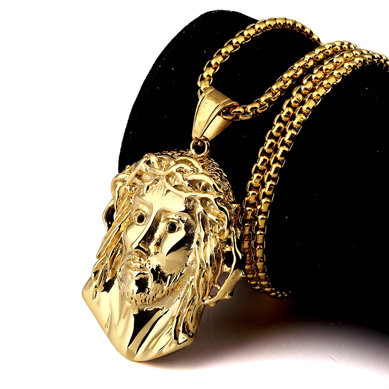 Трендовые женские мужские титановые стальные ожерелья с головой Иисуса, золотистые подвески, очаровательные цепочки, ювелирные изделия в стиле хип-хоп, подарки