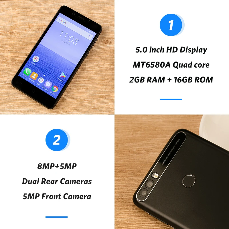 LEAGOO KIICAA мощность 5 0 дюймов мобильный телефон Android 7 MT6580A 4 ядра 2 Гб 16 двойной камера