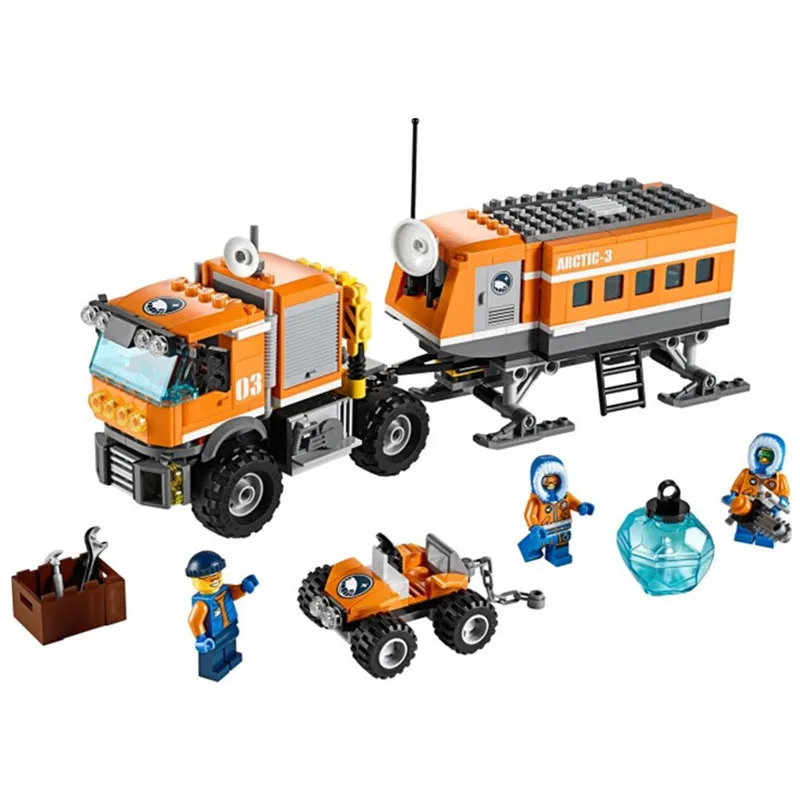 394pcs Polar Adventure Legoings Crane Truck Arctic Outpost Model Building Blocks Kit Toys Kids Birthday Christmas Gifts