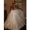 LORIE 2022 Beach Glitter Wedding Dress v neck Party Bridal Dresses vestido de noiva gelinlik Arabic mariee shiny Bridal Gowns ► Photo 3/6