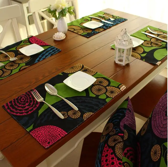 100 cotton multi color dining table mat placemat, Ikea style, high