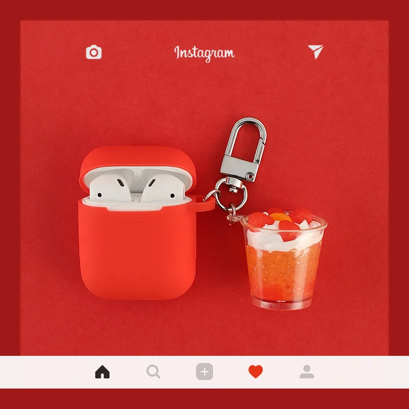 10Red Для Apple AirPods чехол милый силиконовый чехол для наушников s для Airpods Air Pods аксессуары Защитная крышка с брелок с фигурками из мультфильмов подарки - Цвет: 10Red
