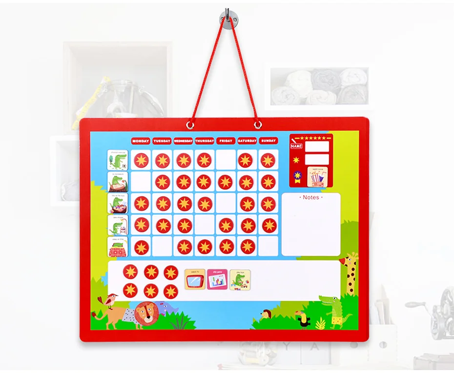 Cartoon Wall Calendar Magnetic Fridge Sticker Children Reward Chore Chart Dry Erase Calendar Weekly Planner for Kids toys gifts