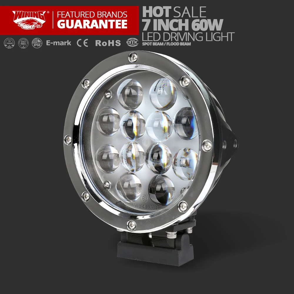 

High Power Spot 4D 7inch 60W Round Led Off Road Light 12V Spot Driving Work Wrangler JK HeadLight 4x4 Truck Driving lights Flood