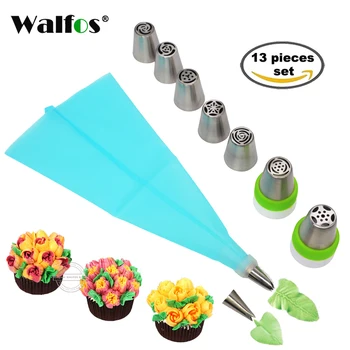 

13pcs /set russian nozzles silicone bag three-color coupler piping tips rose flower leaf
