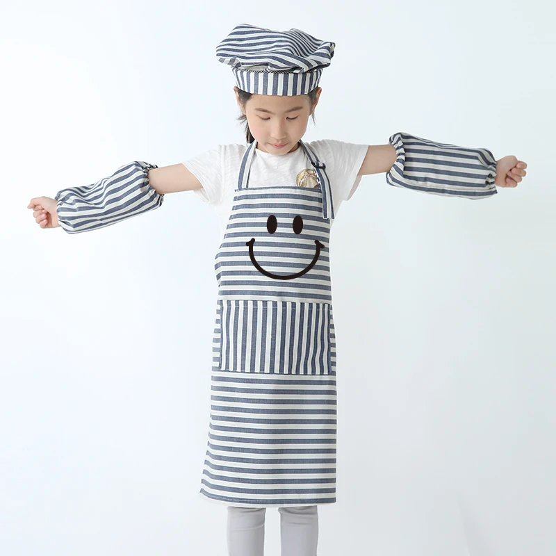 

Apron Kids Children Eating Clothes Front Pocket Bib Kitchen Cooking Craft Baking Art Painting apron print logo