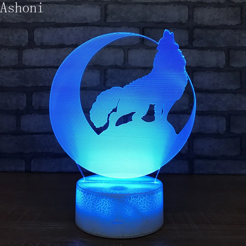 

Wolf 3D Table Lamp Baby Touch Control Animal Shape 7 Colors Changing Acrylic Night Light USB Decorative Kids Gifts