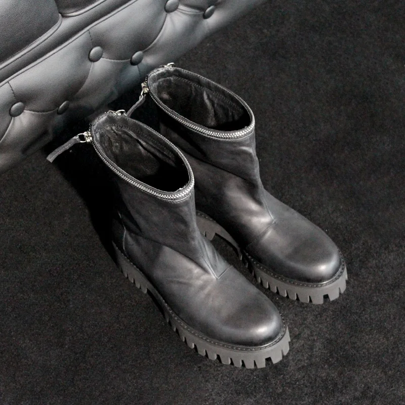 Г. Новые черные мужские ботинки до середины икры из матовой кожи короткие армейские ботинки на толстом каблуке и платформе с круглым носком мужские уличные ботинки наивысшего качества