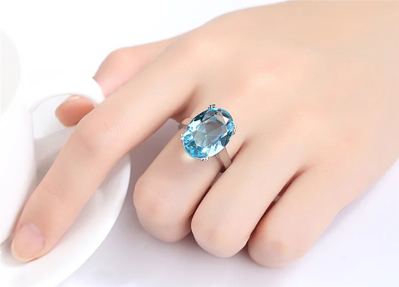 Luxury Large Blue Stone Zirconia Ladies Rings Female Antique Silver Color Ring Jewelry Woman Accessories Bague anillos Gift R465 (3)