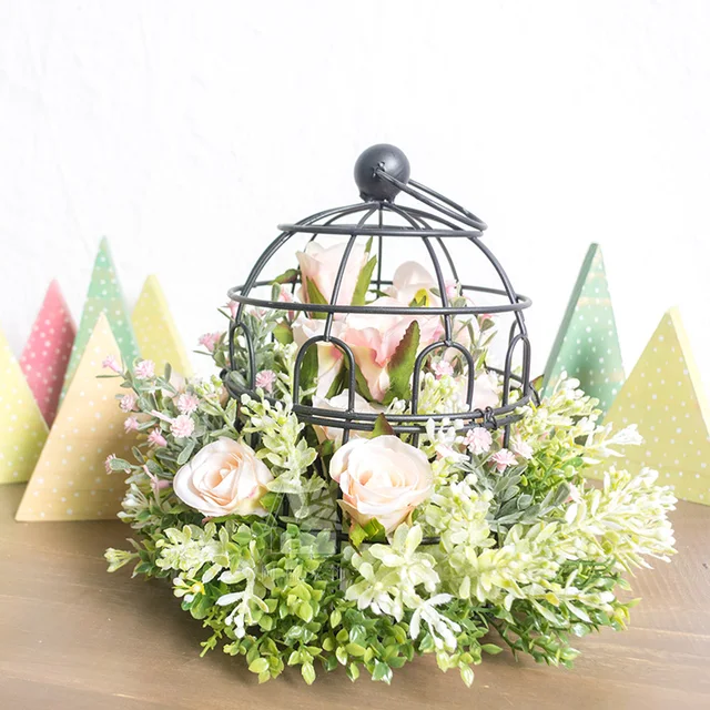 Artificial Silk Flower Bird Cage Rose Wedding Table Decorationin