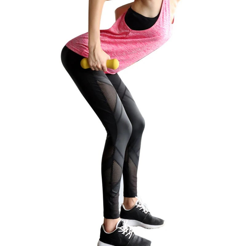Yoga Pants font b Women b font Hollow Out Mesh Pants Fitness Running Tights Gym font