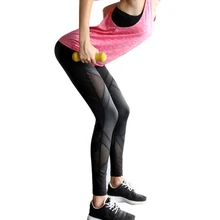 Yoga Pants Women Hollow Out Mesh Pants Fitness Running Tights Gym Leggings Compression Pants Trousers Jogging Sweatpants