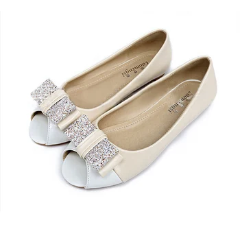

Taomengsi Flat Bottom Female Cool Peep Toe Slip-On Shoes 2017 New Style Sequins Shallow Mouth Single Butterfly-knot Shoes