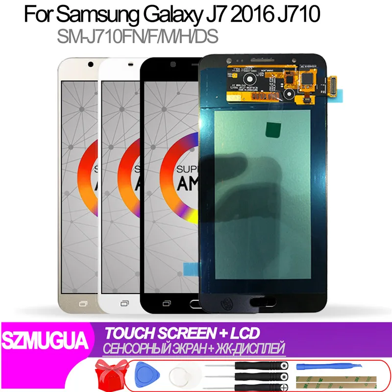 J710 Super AMOLED ЖК-дисплей для samsung Galaxy J7 SM-J710FN J710F J710M J710Y J710G J710H кодирующий преобразователь сенсорного экрана в сборе рамка