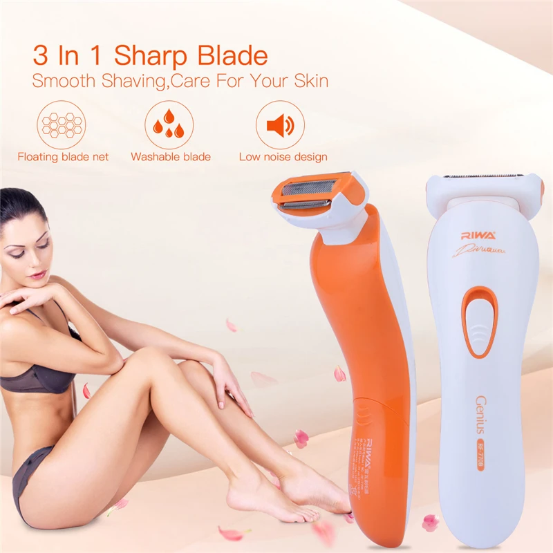 

RIWA Professional Lady Shaver Bikini Leg Hair Removal Device Female Epilator Electric Shaving Machine Battery Operated RF770B 42