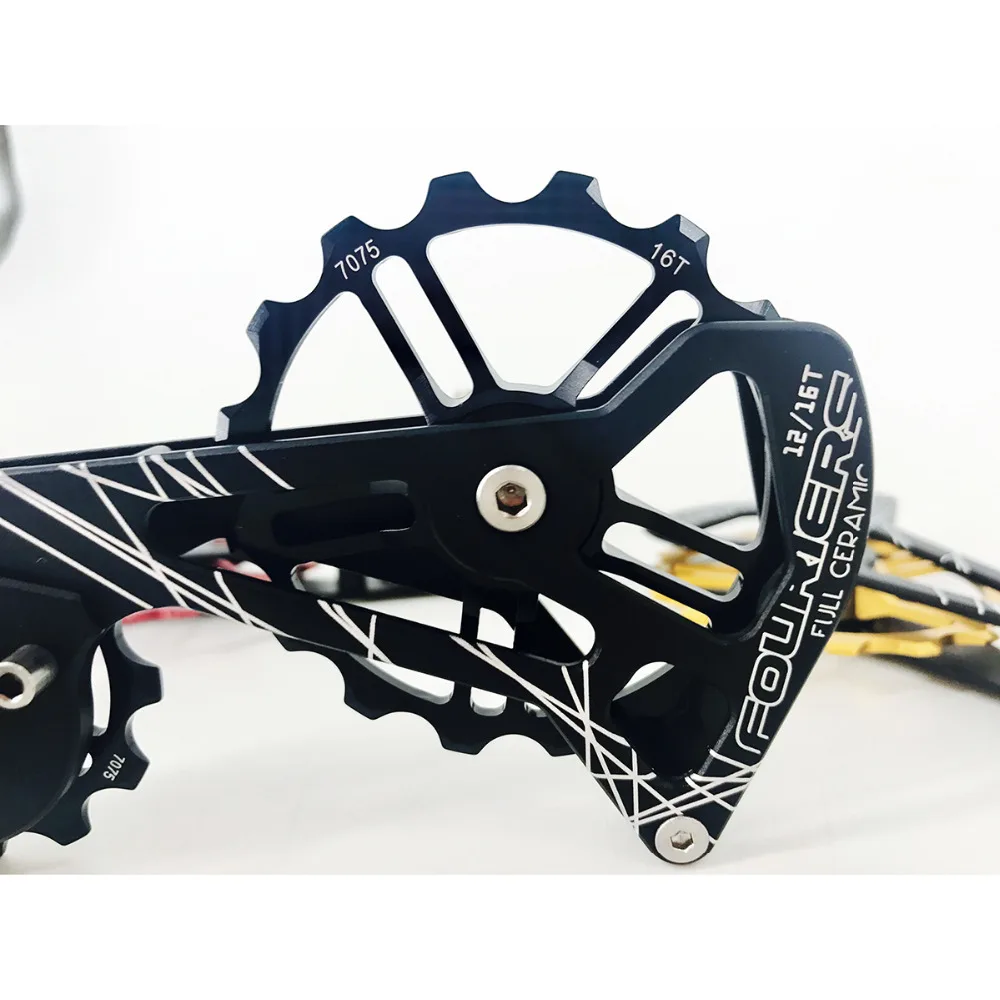 Polea de cerámica completa de la jaula del descarrilador trasero de la bicicleta de carretera de la bicicleta de Fouriers 12 T-16 T 8000, 9100