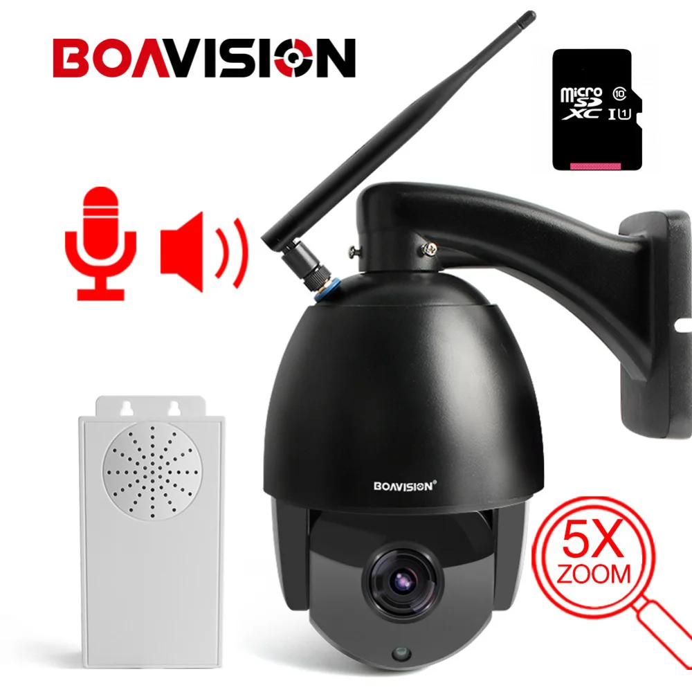 1080P 5X Zoom Беспроводная PTZ купольная IP камера WIFI наружная CCTV видеонаблюдения ONVIF IR 60M