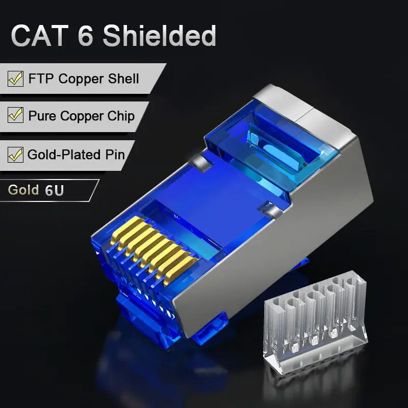 

SAMZHE Cat6 RJ45 Connector 8P8C Modular Lan Cable Head Plug 50Pcs/30Pcs/100Psc Cat 6 Crimp Network RJ 45 Connector for Ethernet