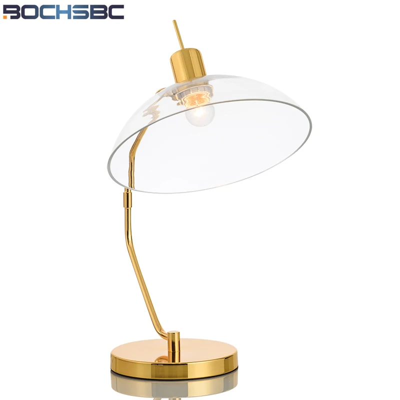 BOCHSBC модная железная стеклянная Абажур Настольная лампа для гостиной спальни