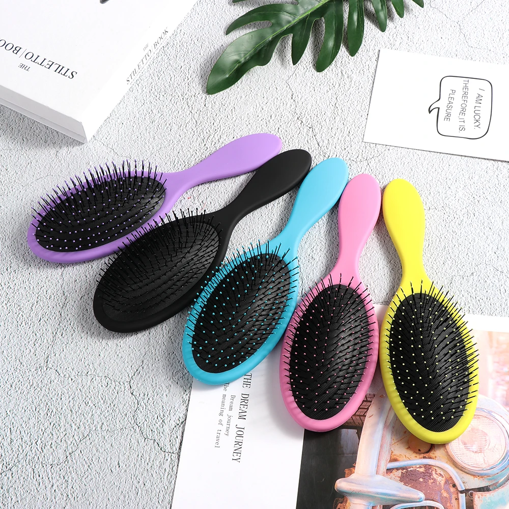 1Pcs Pro Salon Detangling Hair Brush Kids Women men Hair Brush Tangle Wet& Dry Bristles handle Hair Tangle Detangling Comb