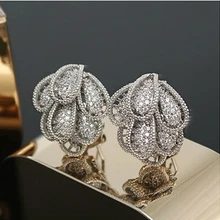 A306A модные роскошные серьги-гвоздики в форме птериса в Корейском стиле с кубическим цирконием ААА E26251