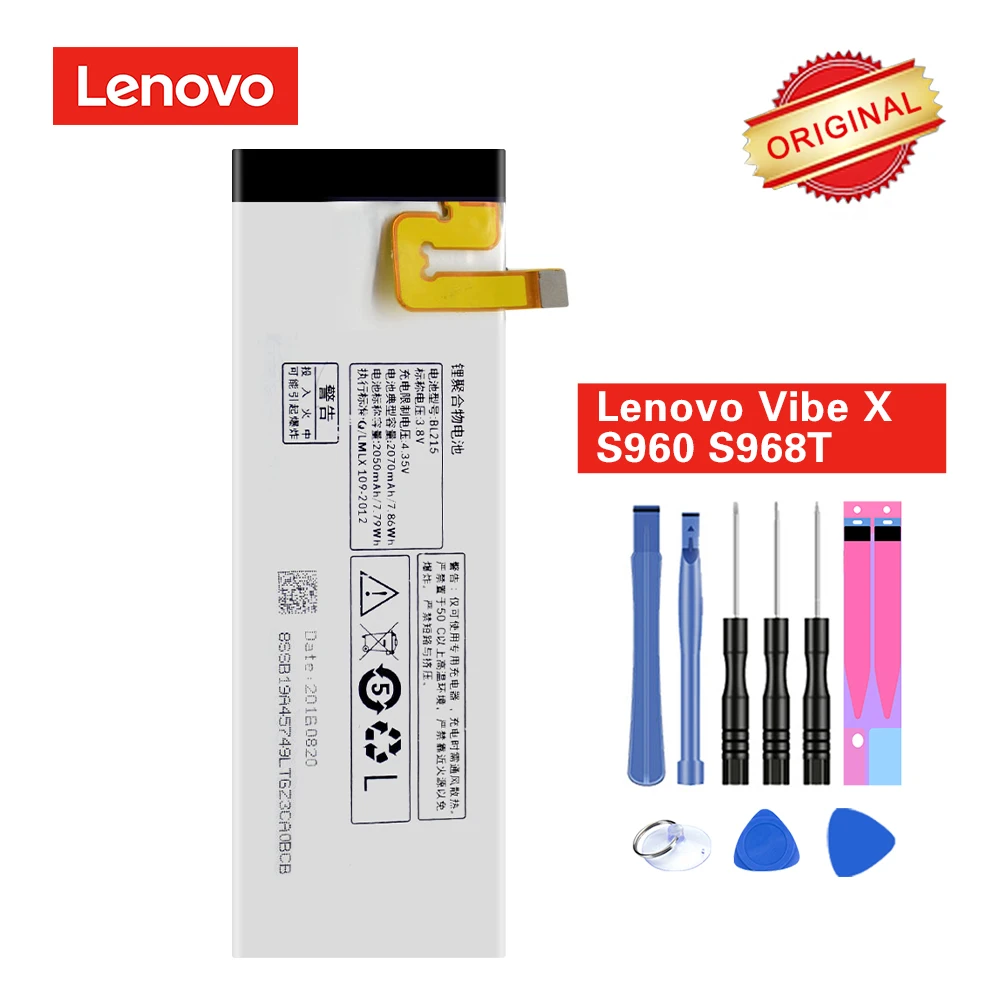 BL215 Оригинальный аккумулятор для Lenovo Vibe X S960 S968T 2050/2070 мАч перезаряжаемый с