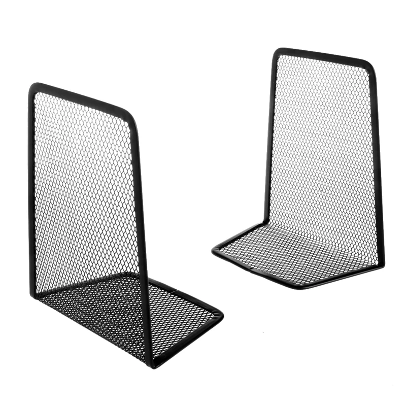 

1 Pair Metal Mesh Desk Organizer Desktop Office Home Bookends Book Holder Black Drop Shipping Support
