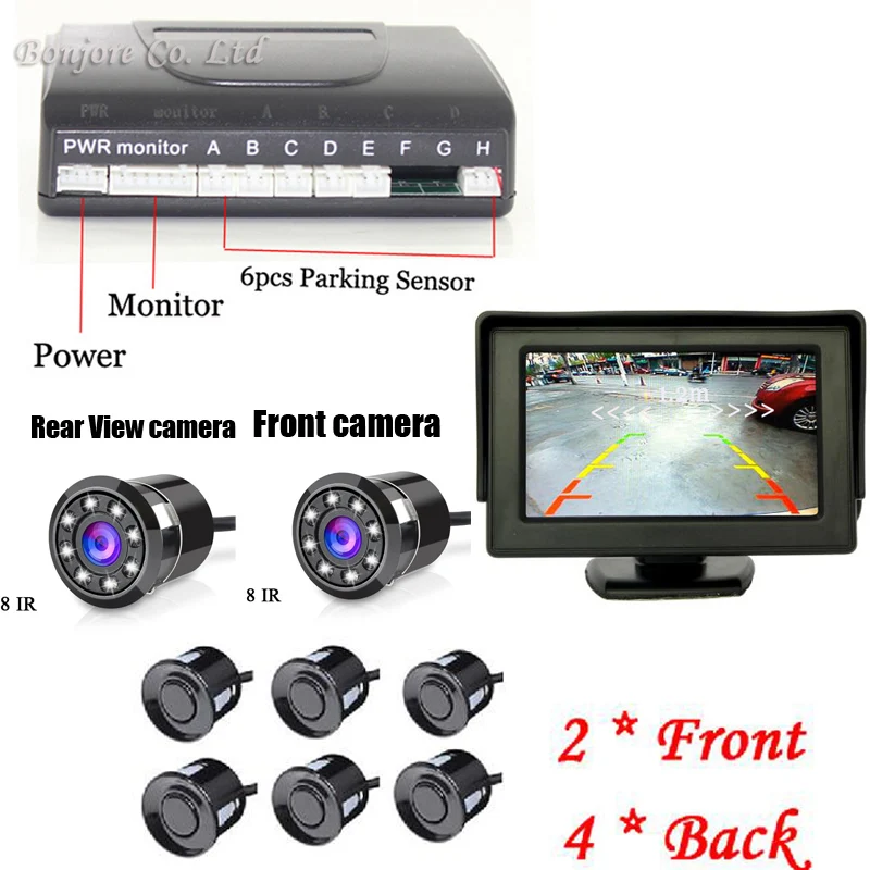4 3inch hd mirror monitor Auto Parking Sensor Reverse Backup Assistance Radar image System 8 IR