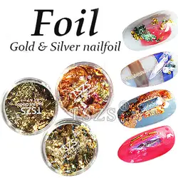 5pot/много красочных nail art хлопья Фольга Бумага листьев отзыв Бумага чип наклейки для ногтей