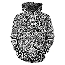 Men Hoodie font b Mandala b font Flower Print Hoodies Men Loose Hooded font b Sweatshirt