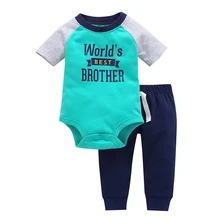 2018 Real Top Crianças de Varejo Para Bebes Roupa do Menino Da Menina Do Bebê Terno de Santa do Mundo 2 pcs Conjunto de Manga Longa e Tarja Calças Chothing