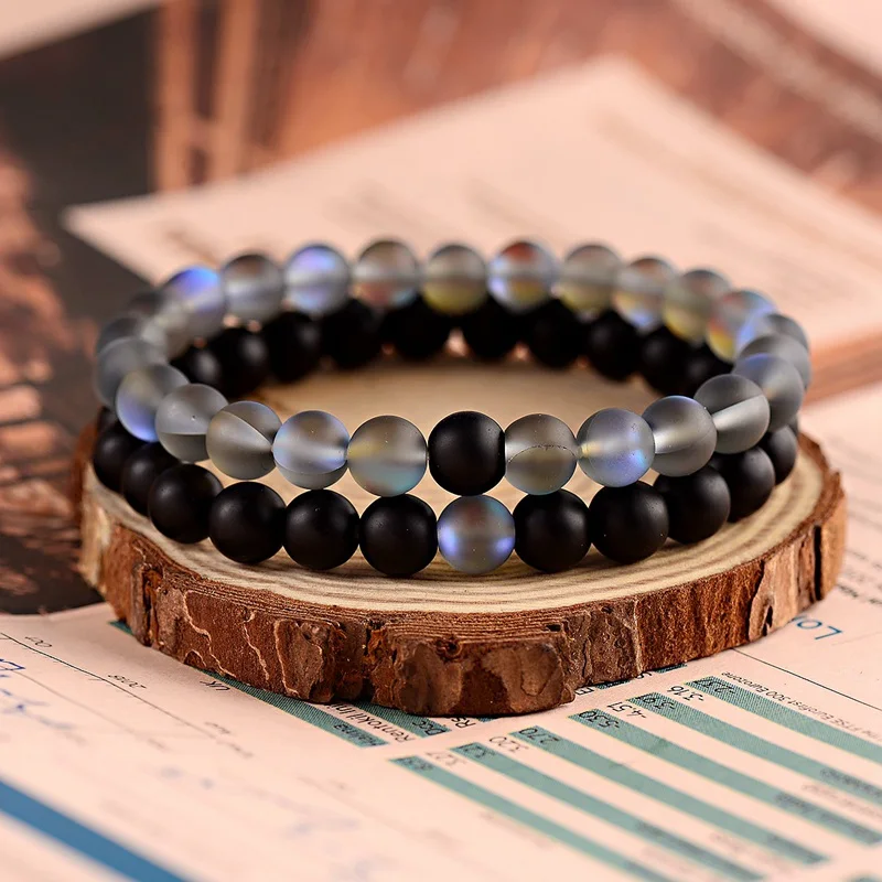 

OIQUEI 2PCS/Set 17 Style Couples Distance Bracelet Crystal Colorful Natural Stone Beads Friendship Bracelet Lovers Jewelry Gift