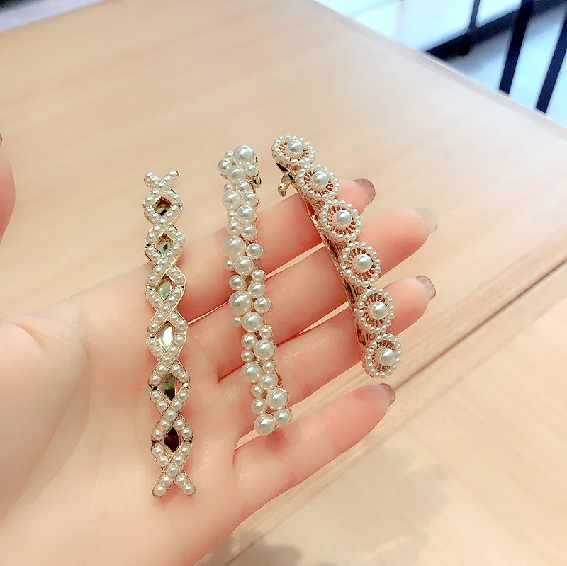 

Korea Handmade Flower Crystal Pearl Hairpins Hair Accessories For Girls Diamond Hair Bows Rim Hairpin Hair Clips Barrette