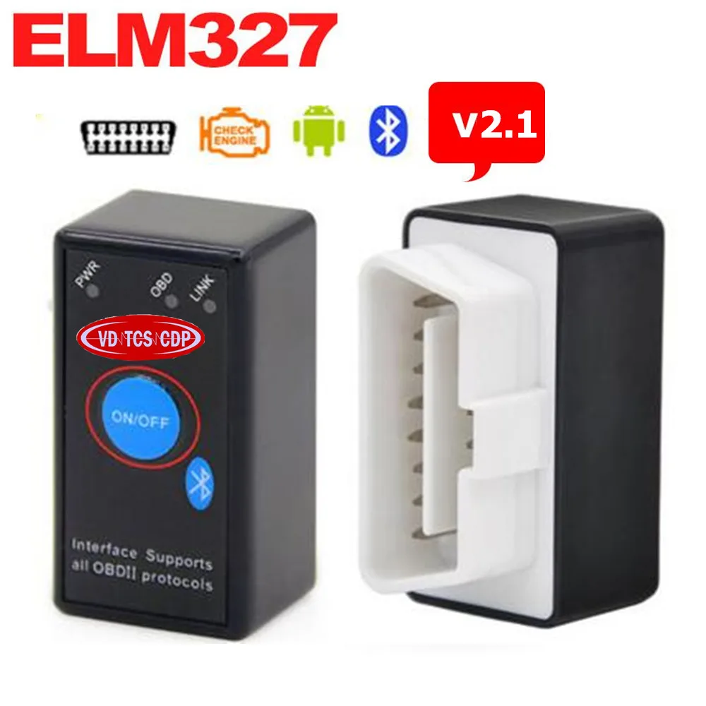 10 шт. ELM 327 Bluetooth Мощность переключатель Интерфейс работать на Android Крутящий момент elm327 Bluetooth V2.1 OBD2/Автомобильный диагностический сканер OBD II
