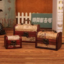Zakka Vintage patrones de sello de almacenamiento decorativo maleta caja de madera caja de almacenamiento de escritorio caja de almacenamiento de acabado Muhe joyero