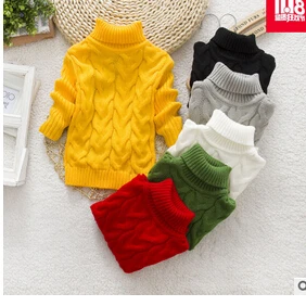 

2016 Children's wear turtleneck sweater new pure color children boy girl sweater twist knitted blouse on sale